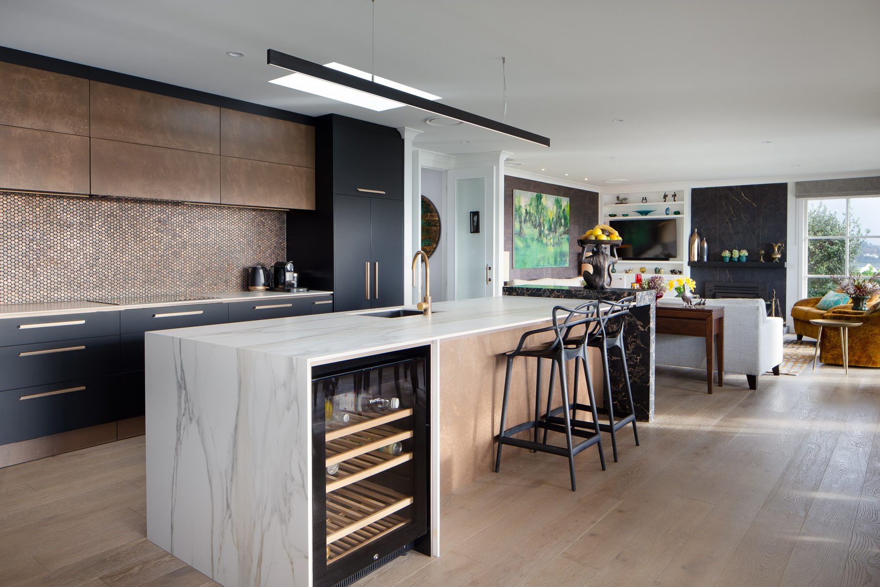 Marble-island kitchen