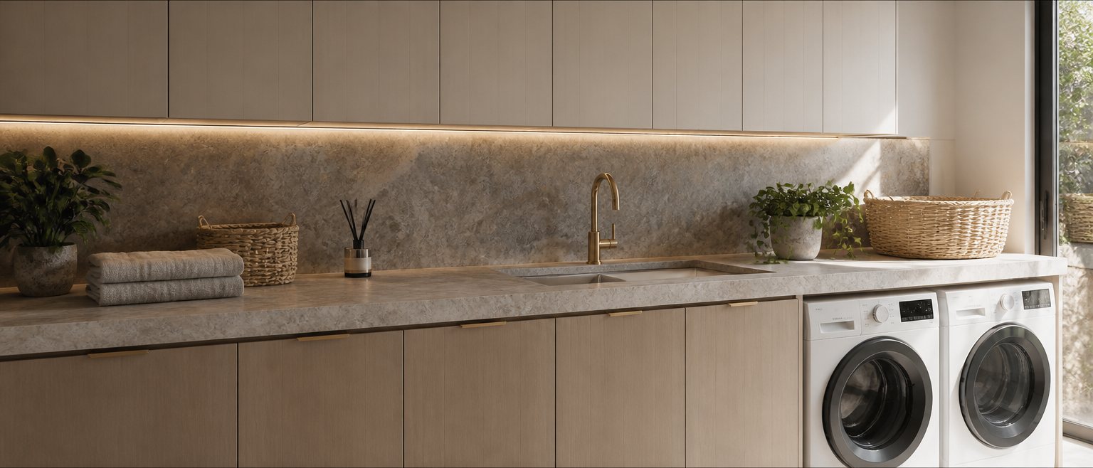 Practical, durable laundry benchtops des
