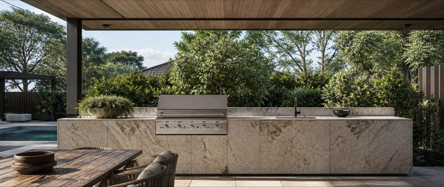 Weatherproof benchtops for outdoor kitch